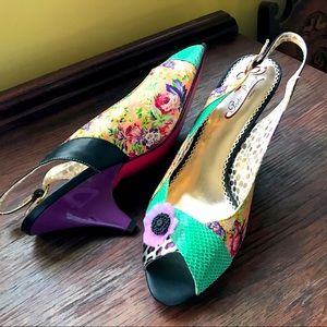 NiB Poetic License colorful Sandals, sling back women’s heels, size 43 US 12